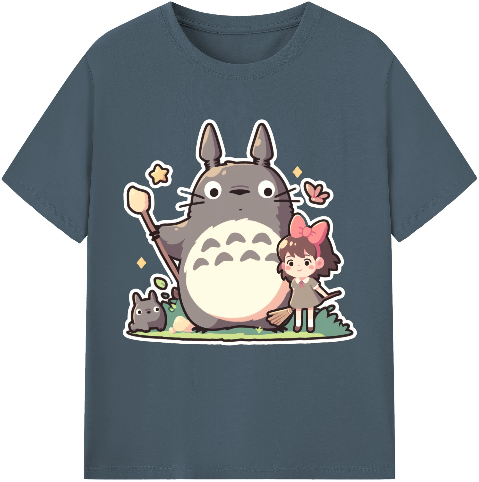 （画像用） となりのトトロ 草壁メイ 草壁サツキ My Neighbor Totoro Satsuki Kusakabe Mei Kusakabe 綿100％半袖Tシャツ（フロントプリント）
